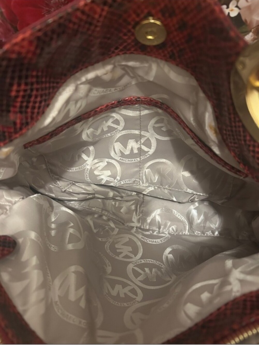 Michael Kors Red Snakeskin-Print Shoulder Bag - Picture 15 of 16